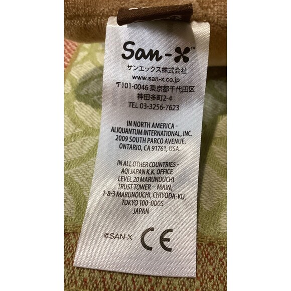 2009 8” San-X RILAKKUMA Plush Brown Stuffed Bear Zippered Pocket Plushy Japan - Picture 8 of 9